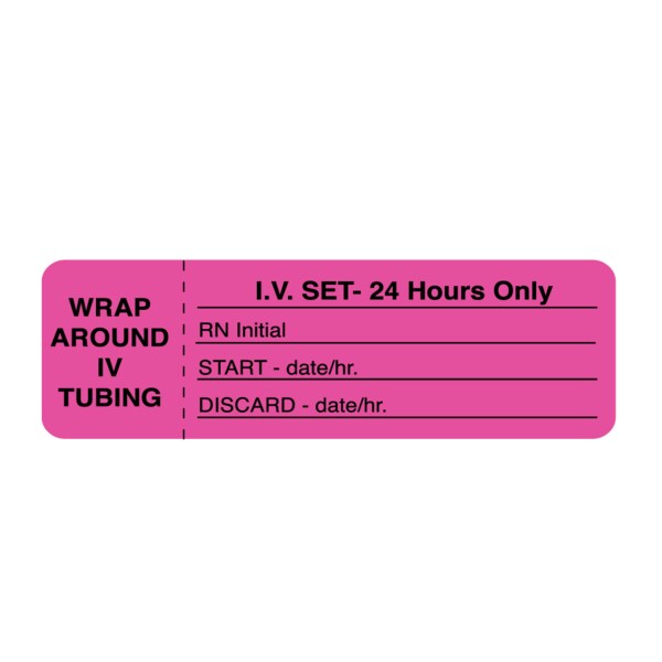 Nevs CMA Hrly IV Tubing - Set 24 Hours Only 15/16"x3" Flr Pink w/Blk - NTUBE-4364PF