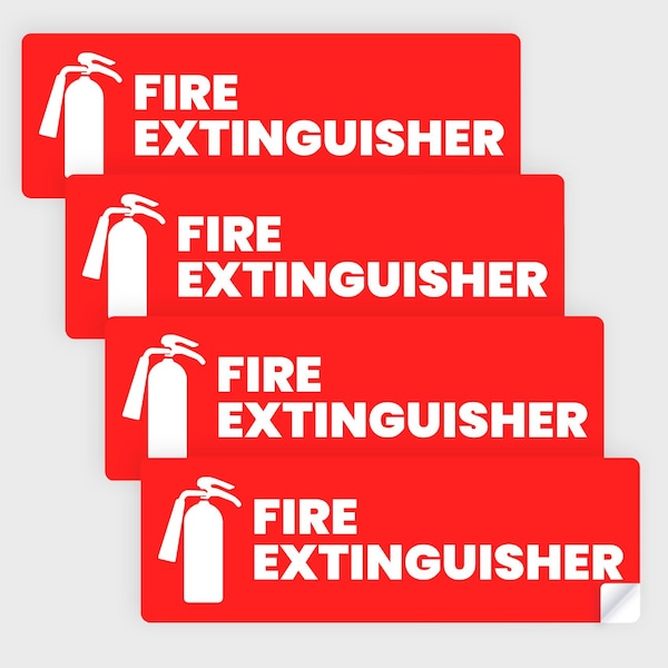 Fuel Stickers Fire Extinguisher Sticker: For Office, Commercial: Safety & Compliance: Hvy-Dty, 6''x2'', 4PK - Z-462FIRE-4PK