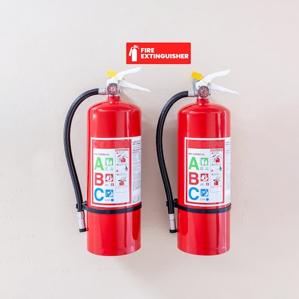 Fuel Stickers Fire Extinguisher Sticker: For Office, Commercial: Safety & Compliance: Hvy-Dty, 6''x2'', 4PK - Z-462FIRE-4PK