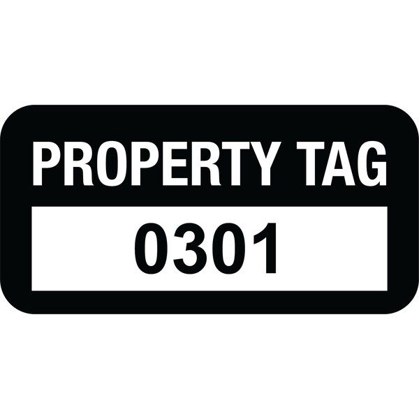 Lustre-Cal VOID Label PROPERTY TAG Black 1.50in x 0.75in  Serialized 0301-0400, 100PK - 253774VO1K0301