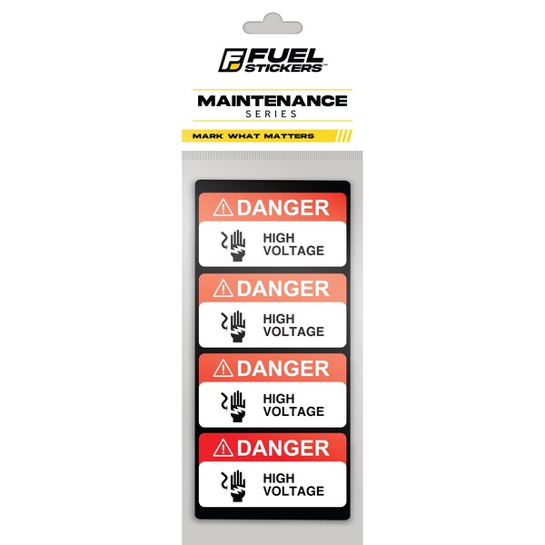 Fuel Stickers Danger High Voltage Stickers, Small, Heavy-Duty Labels for Machinery and Equipment, 2in x 1in, 20PK - Z-2X1VOLT-20PK