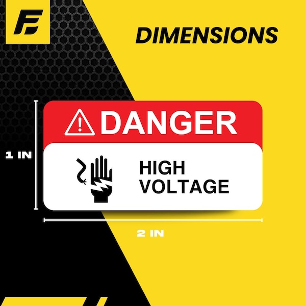 Fuel Stickers Danger High Voltage Stickers, Small, Heavy-Duty Labels for Machinery and Equipment, 2in x 1in, 20PK - Z-2X1VOLT-20PK