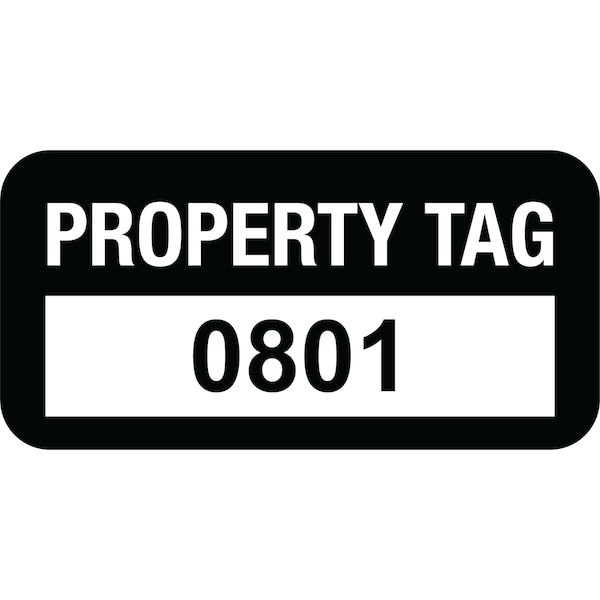 Lustre-Cal VOID Label PROPERTY TAG Black 1.50in x 0.75in  Serialized 0801-0900, 100PK - 253774VO1K0801