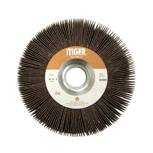 Weiler 6" x 1" Tiger Coated Abrasive Flap Wheel, 1" Arbor Hole, 60AO - 53286