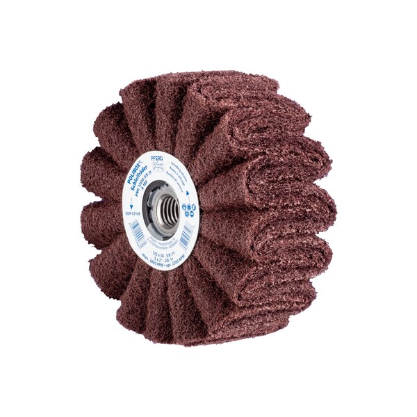 Pferd 5" x 2" POLINOX Non-Woven Finishing Drum - 5/8-11 Thread, PNG, A/O 180 Grit - 43108