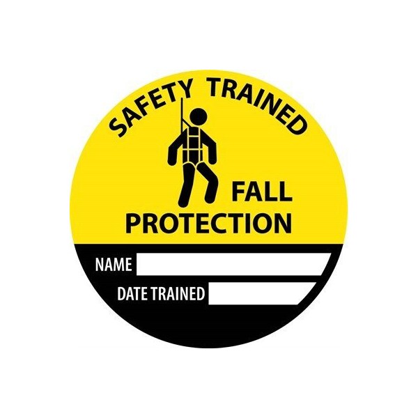 Nmc Safety Trained Fall Protection Name Date Trained Hard Hat Label, Pk25, HH147R - HH147R