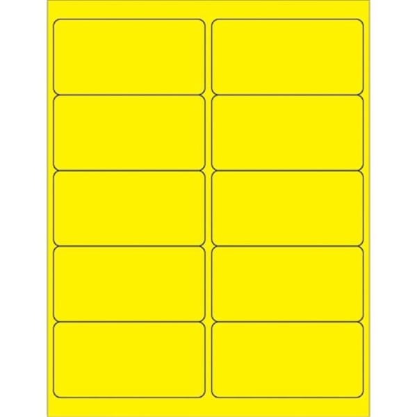 Box Partners Box Partners LL178YE 4 x 2 in. Fluorescent Yellow Rectangle Laser Labels - Pack of 1000 - LL178YE