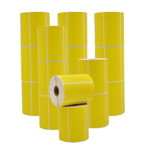 Wod Tape Yellow Nametag Label Rolls - 4 x 2 inch, 500 Blank Stickers per Roll, 16PK - WOD LB-DTT-4X2-16-1000-YEL