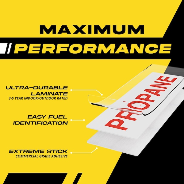 Fuel Stickers Propane Sticker, Propane Label for Tank, Container, Hvy-Dty, Safety Label, 6''x2'', 10PK - Z-262PRO-10PK