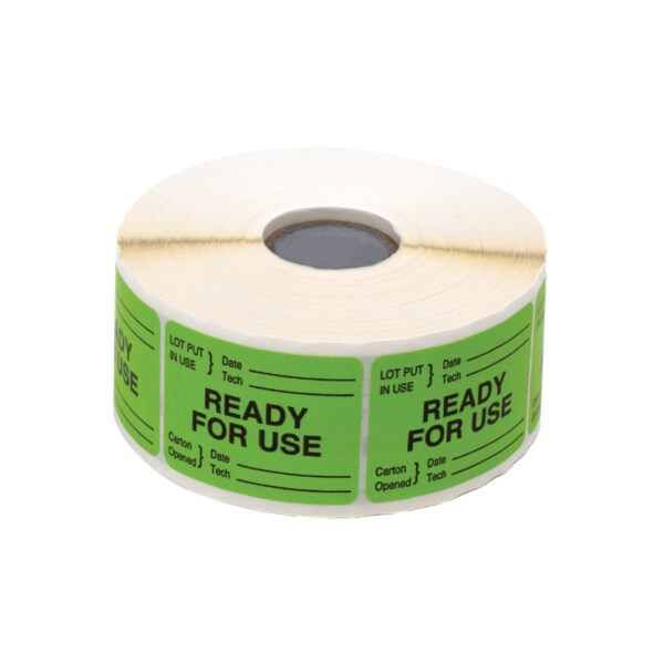 Nevs READY FOR USE Lot (Date/Tech) Carton open(Date/Tech) 1.5"x2"Greenw/blk - L-2144