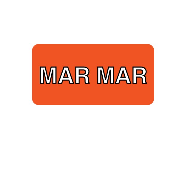 Nevs Label, Monthly Tab March 3/4" x 1-1/2" White w/Orange & Black Reverse - XM-T-MAR
