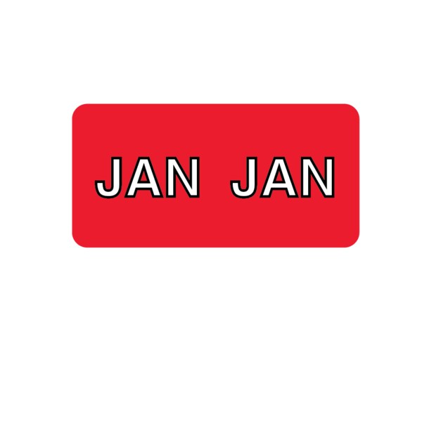 Nevs Label, Monthly Tab January 3/4" x 1-1/2" White w/Red & Black Reverse - XM-T-JAN