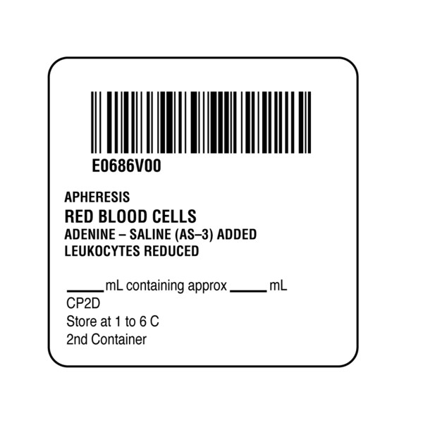 Nevs ISBT 128 Apheresis Red Blood Cells 2" x 2" - BBC-0686