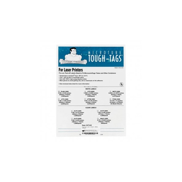 Diversified Biotech Flag-Tags, Laser, 2.5x0.5", White, 1500/pk, 1500PK - 247142