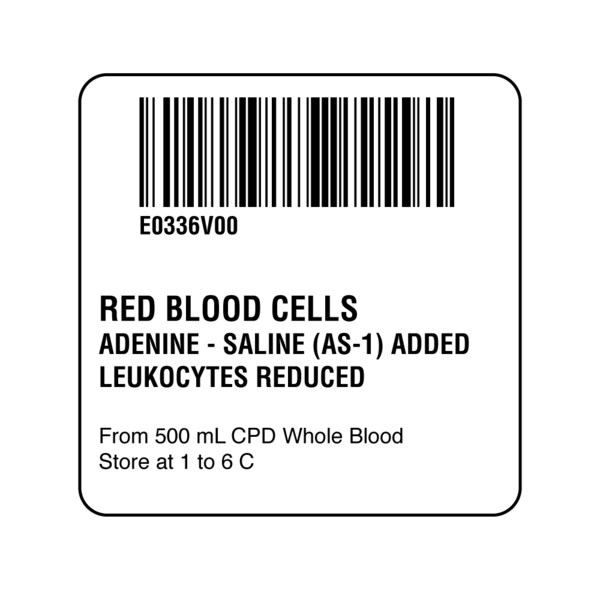 Nevs ISBT 128 Red Blood Cells Adenine-Saline (AS-1) Ad 2" x 2" - BBC-0336