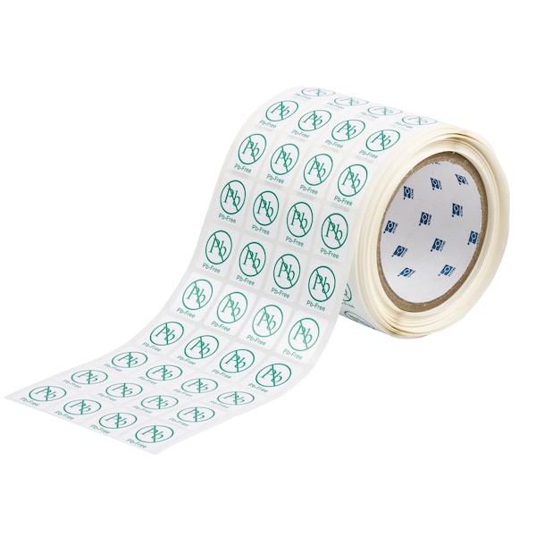 Brady Lead Free ID Label Polyester Green on White 1 in H x 0.9 in W 5000/RL - PB-1-5-GR