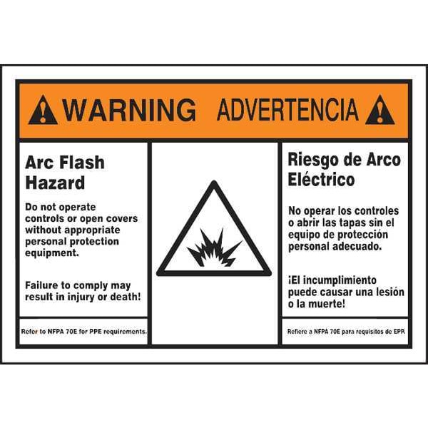 Accuform Arc Flash Label, Bilingual, 5x7 in, Dura-Vinyl, SBLSPS375 - SBLSPS375