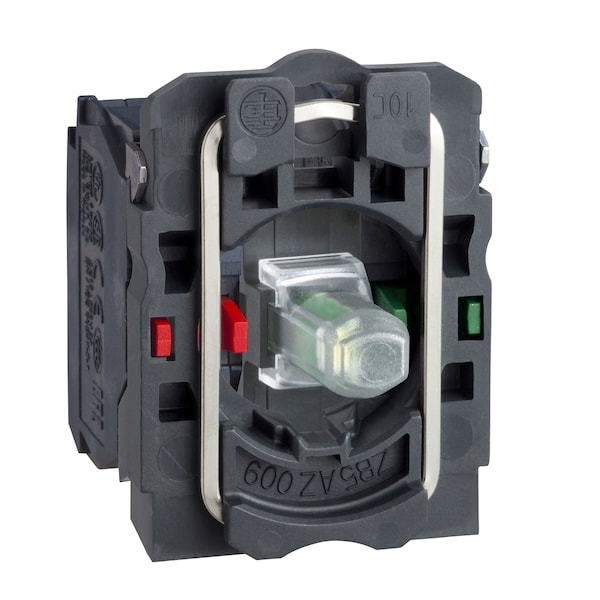 Ensamble completo de contacto corporal y bloque de luz, Harmony XB5, XB4, con collar de fijación al cuerpo, LED universal, 230...240V, 1NO + 1NC - ZB5AW0M15