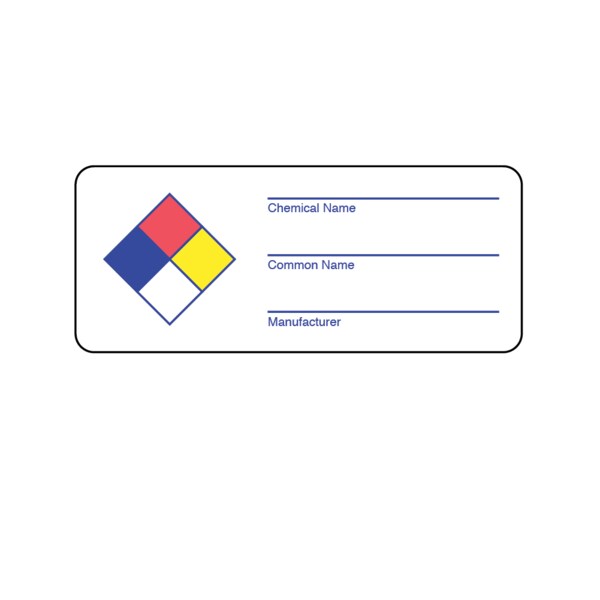 Nevs Label, Chemical Name/Common Name/Manufacturer 1-1/4" x 3" - L-0652