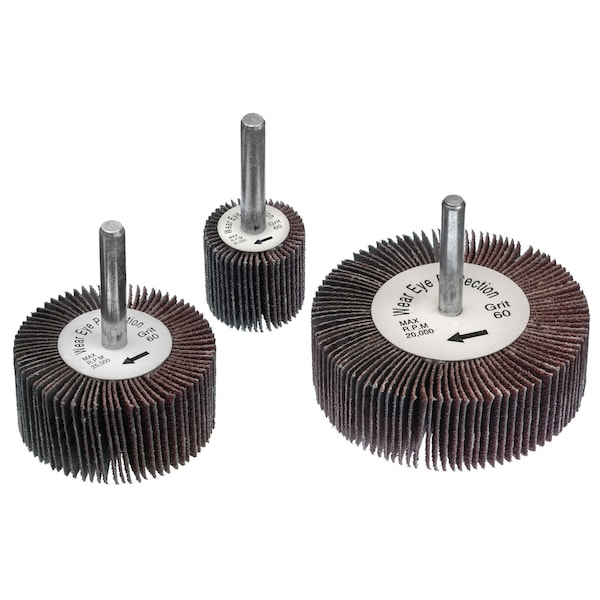 A-Prime Premium Cut Flap Wheels, Aluminum Oxide, 1/4 Shank, 3in x 1in x 1/4, 10PK - 10177