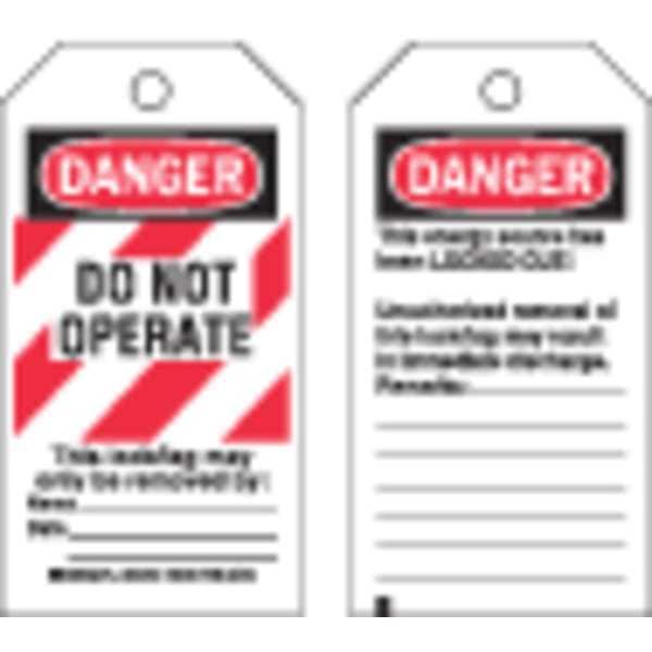 Brady Danger Tag, 5-3/4 x 3 In, OSHA, Brs, PK25, 66063 - 66063