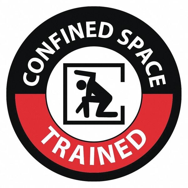 Nmc Confined Space Trained Hard Hat Label, Pk25, Material: Pressure Sensitive Vinyl .002 - HH142R