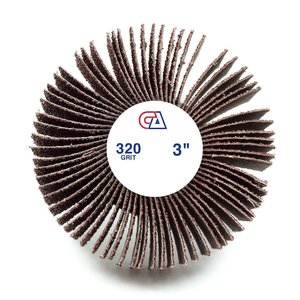 Continental Abrasives 3" x 2" x 1/4" Aluminum Oxide 320 Grit Mounted Flap Wheel - FW-32320