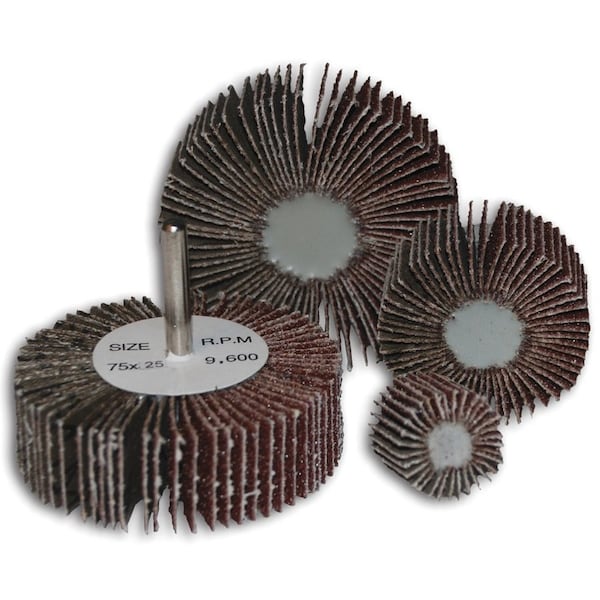 Continental Abrasives 3" x 2" x 1/4" Aluminum Oxide 320 Grit Mounted Flap Wheel - FW-32320