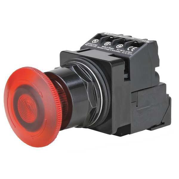 Botón de empuje iluminado de Siemens, 30 mm, 1NA/1NC, Rojo - 52BR8GRA
