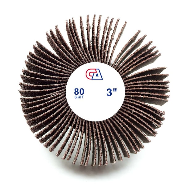 Continental Abrasives 3" x 2" x 1/4" Aluminum Oxide 80 Grit Mounted Flap Wheel - FW-32080