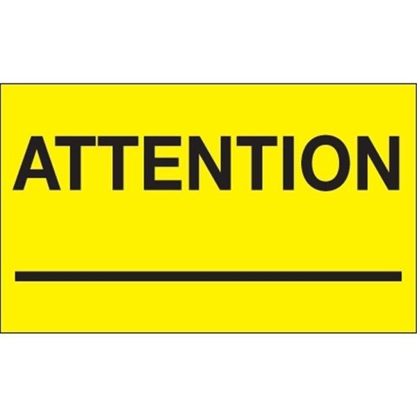Box Partners Tape Logic DL1125 3 x 5 in. - Attention Fluorescent Yellow Labels - Roll of 500 - DL1125