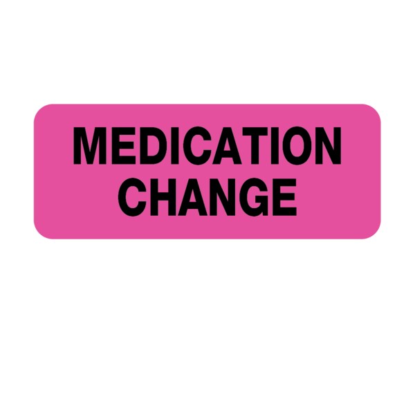 Nevs Label, Medication Change 7/8" x 2-1/4" Flr Orange w/Black - P-6419