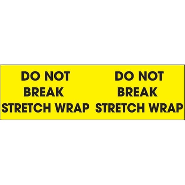 Bondad 3 x 10 in. - Do Not Break Stretch Wrap Fluorescent Yellow Labels - BO3348798