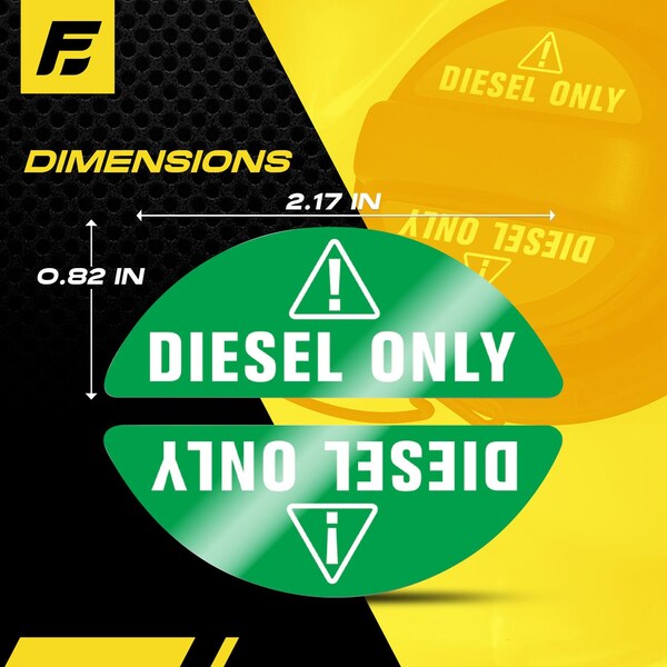 Fuel Stickers Diesel Label  for Fuel Cap:  Fleet Trucks, Box Truck, Van, Hvy-Dty, Ultra-Durable 1 Pair - Z-GCDG