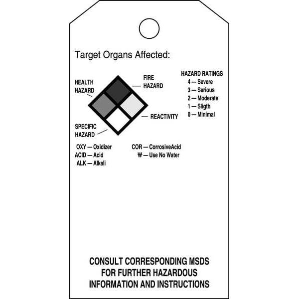 Brady Accdnt Prvntn Tag, Poly, NFPA Diamond, PK25, 99202 - 99202