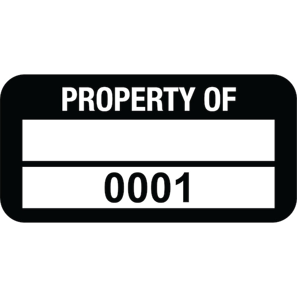 Lustre-Cal VOID Label PROPERTY OF Black 1.50in x 0.75in  1 Blank Pad & Serialized 0001-0100, 100PK - 253774VO2K0001