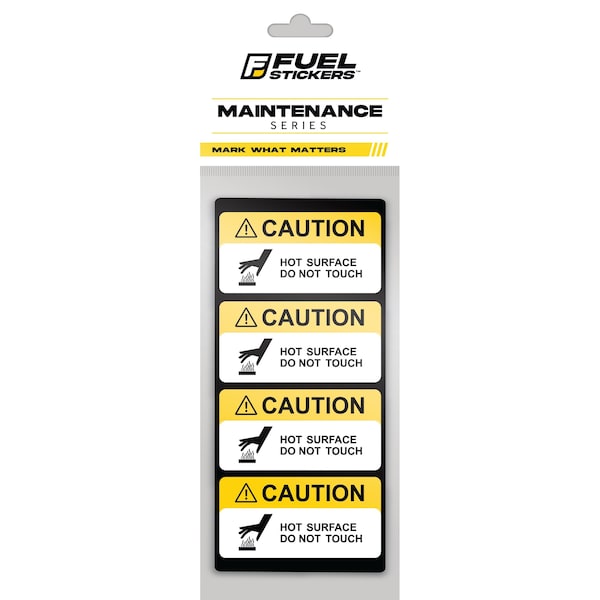Fuel Stickers Caution - Hot Surface Stickers, Heavy-Duty Labels for Machinery and Equipment, 2in x 1in, 20PK - Z-2X1HOT-20PK