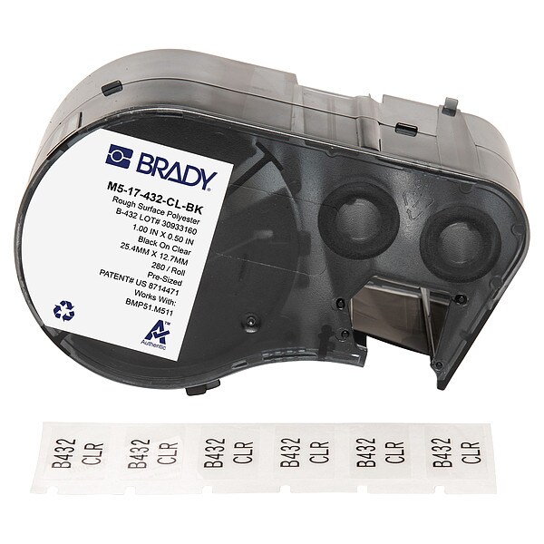 Brady Precut Label Cartridge, Clear, Gloss - M5-17-432-CL-BK