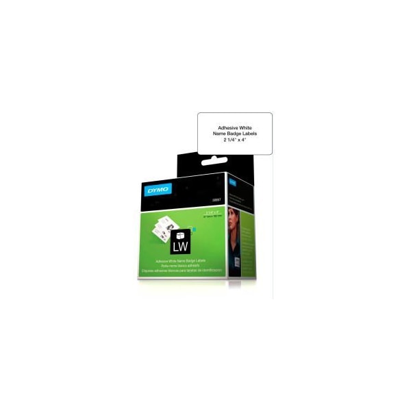 Sanford DYMO LW Name Badge Labels 2 14 x 4 Black on White - 30857