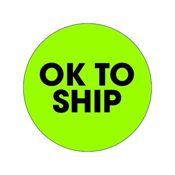 Bsc Preferred 2'' Circle - ''Ok To Ship'' Fluorescent Green Labels - BUY00019937