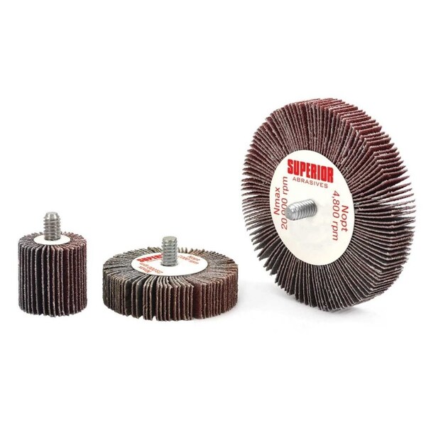 Superior Abrasives Superior Abrasives Flap Wheel Mandrel 1 x 1 x 1/4-20 Aluminum Oxide Medium - 10164