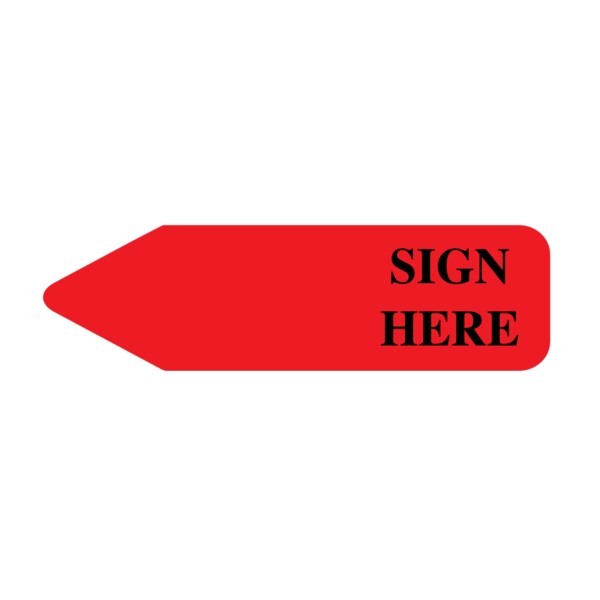 Nevs Labeling Flag - Imprinted - Sign Here - Red - Re Fill - 9/16" x 2" - NEV91002