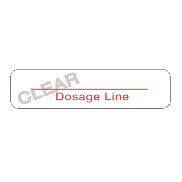 Nevs Label, Dosage Line 3/8" x 1-1/2" Clear w/Red - SANTW-0232