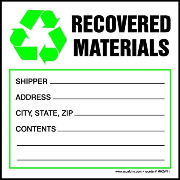 Accuform Hazardous Waste Label, 6 In. W, PK100, MHZW41EVC - MHZW41EVC