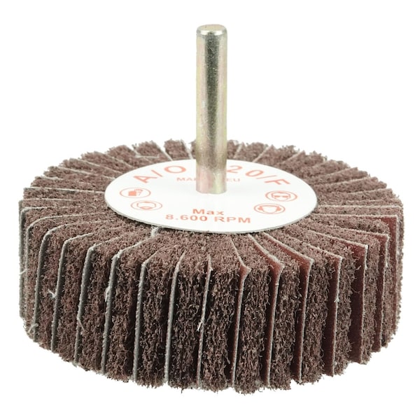 Weiler 3" x 1" Non-Woven Stem-Mounted Interleaf Flap Wheel, 120AO, 1/4" Stem - 54506