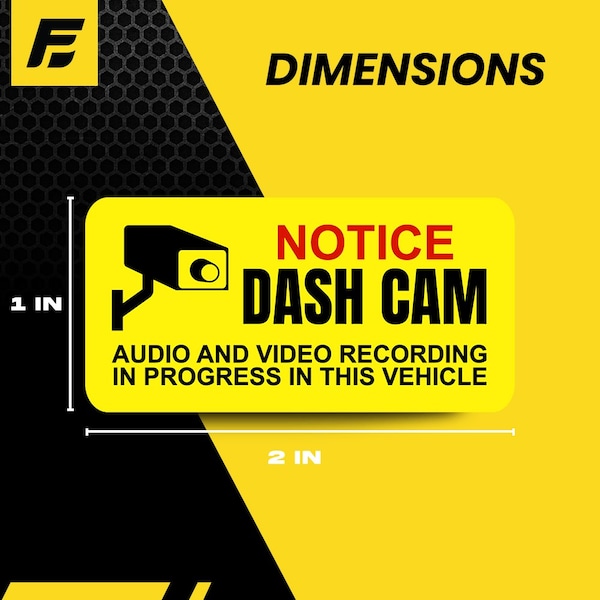 Fuel Stickers Dash Cam Stickers, Small, Labels for Cars, Trucks, and Buses, Easy-to-Apply, 2in x 1in, 4PK - Z-2X1DASHCAM-4PK