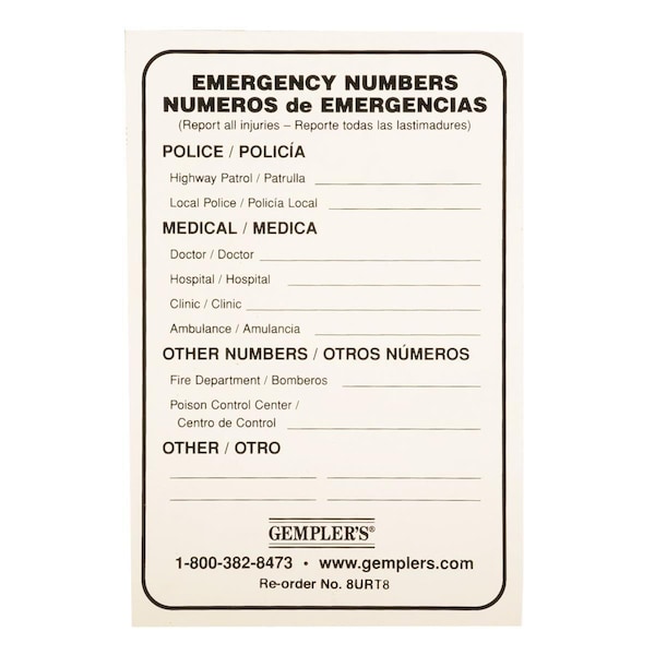 Gemplers Gempler's Required Emergency Information Self-Adhesive Label - X1584L