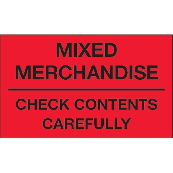 Bondad 3 x 5 in. - Mixed Merchandise - Check Contents Carefully Fluorescent Red Labels - Roll of 500 - BO3344833