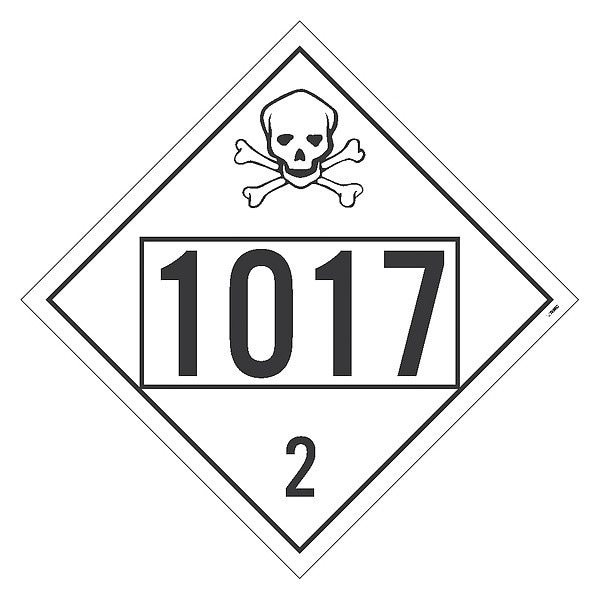 Nmc PLACARD, CHLORINE, 1017, 10.75X10.75, REMOVABLE PS VINYL, Pk50 - DL72BPR50
