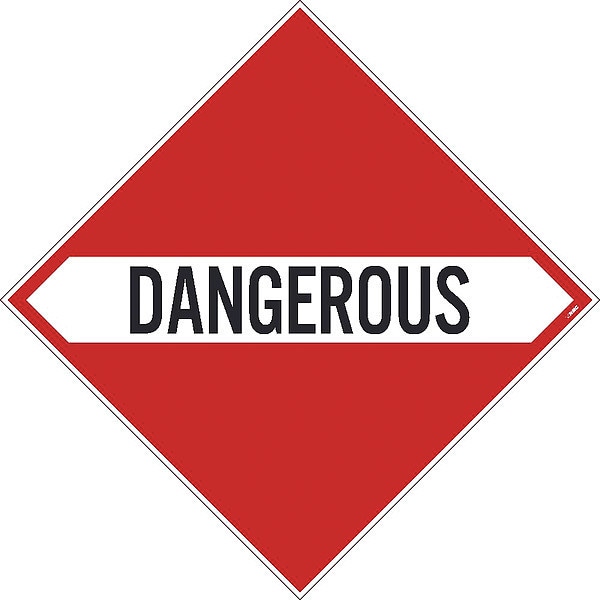 Nmc Dangerous Dot Placard Sign, Pk10, Material: Adhesive Backed Vinyl - DL17P10